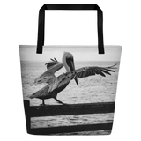 Pelican on a Pier Tote Bag