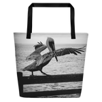 Pelican on a Pier Tote Bag