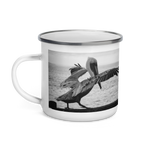 Pelican on a Pier Enamel Mug