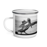 Pelican on a Pier Enamel Mug