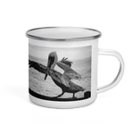 Pelican on a Pier Enamel Mug