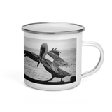 Pelican on a Pier Enamel Mug