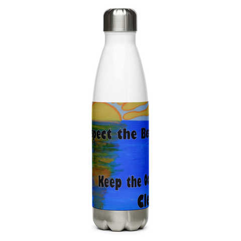 Respect the Beach Stainless Steel Water Bottle