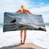 Splish Splash Seagull Beach Towel